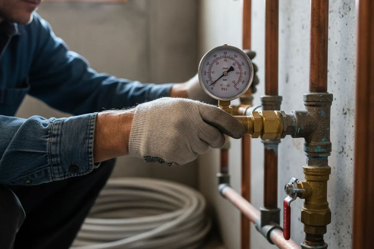 Pressure testing a repaired line during Water Line Repair in Edmonds